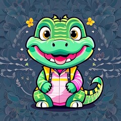 Obraz premium Vector crocodile character for t-shirt design