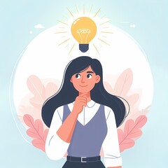 Happy Woman with Bright Idea Concept