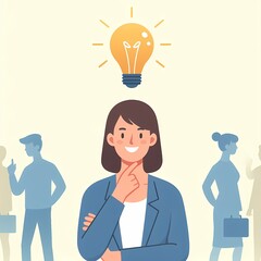 Fototapeta premium Happy Woman with Bright Idea Concept