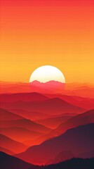 Obraz premium Sunset Over Mountains Abstract Background - Gradient Layered Landscape Art