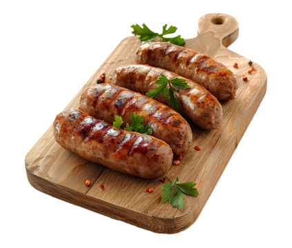 Chicken sausage isolated on transparent background