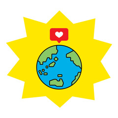 いいねマークのついた地球のイラスト