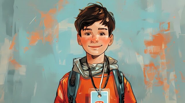 student feeling a sense of pride while wearing their school ID badge