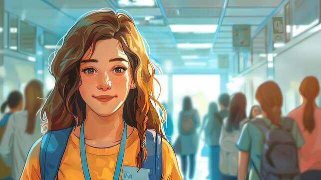 student feeling a sense of pride while wearing their school ID badge