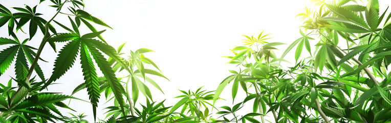 Green leaves of cannabis calm beauty lush summer season botanical plant on white background