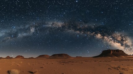 Amazing view of the night sky full of stars in the middle of the desert.