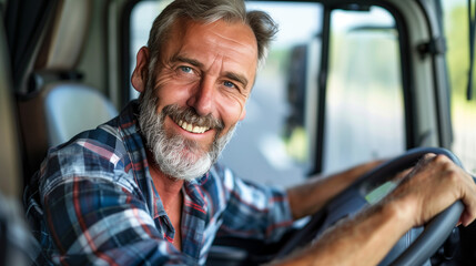 happy smiling truck driver man