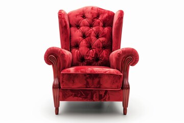 Red armchair isolated on white background