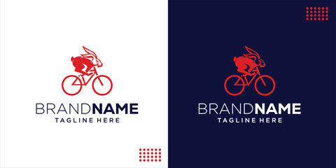 Creative Logo of a Rabbit Riding a Bicycle, Design Inspiration, Illustration, Vector