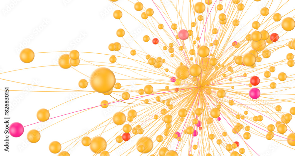 Poster Futuristic geometric double data flow background with connecting dots and lines. Abstract digital