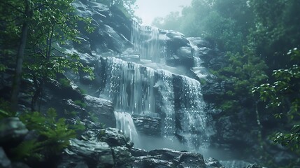A waterfall cascading down a rocky cliff