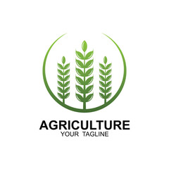 agriculture logo, farm land logo design template vector