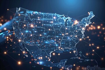 Digital map of america network connectivity created with generative ai