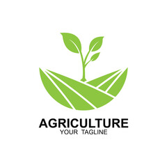 agriculture logo, farm land logo design template vector
