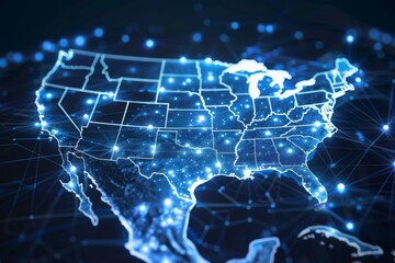 Obraz premium Digital map of america network connectivity created with generative ai