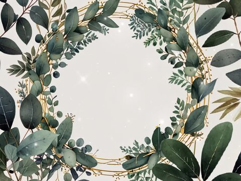 Watercolor wreath eucalyptus leaves  for wedding invites, greeting cards, wallpapers, fashion, background.  