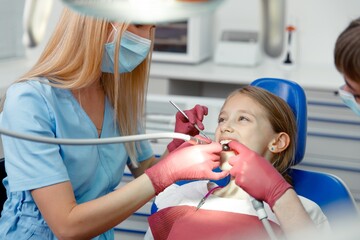 child Dental treatment, Teeth healthcare, Professional stomatology kid, dental clinic, highlighting...