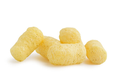 Tasty corn sticks on white background