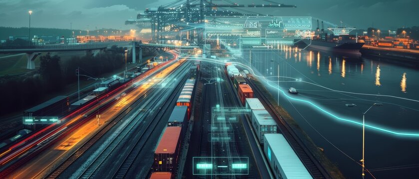 A freight forwarding center situated near a canal demonstrates the importance of inland waterways in the global shipping network