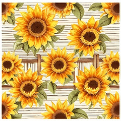 Fototapeta premium seamless floral pattern with sunflowers 