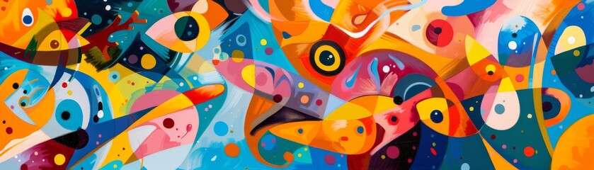 Joyful Abstraction: Playful Shapes and Vibrant Colors Dance Across the Canvas