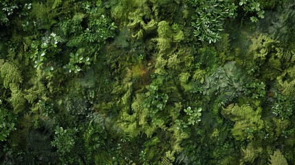 Luxuriant green plant covered in vibrant moss. Nature concept - Powered by Adobe