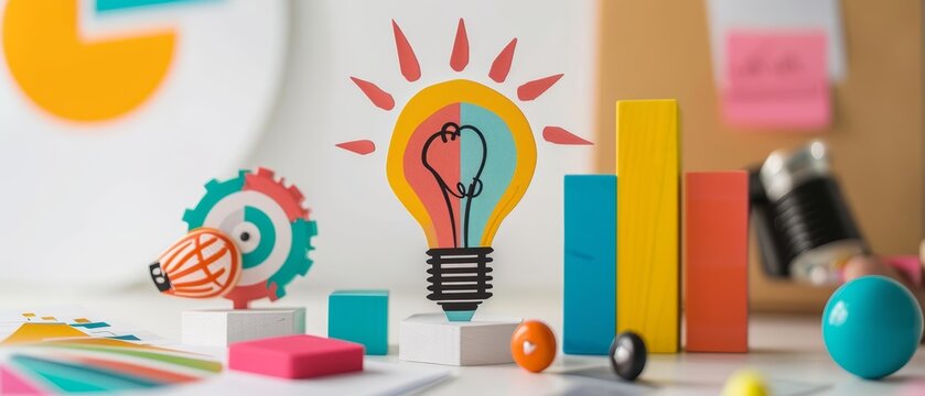 An entrepreneurship concept featuring a young entrepreneur developing a business plan, utilizing branding and marketing strategies to reach their target audience