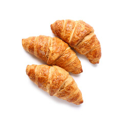 Delicious croissants on white background