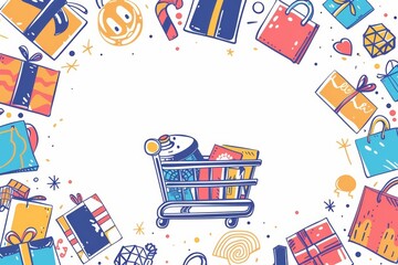 Illustration cards blank template for text of Back to School Sale