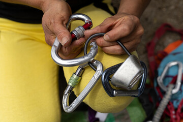 Preparing climbing carabiners