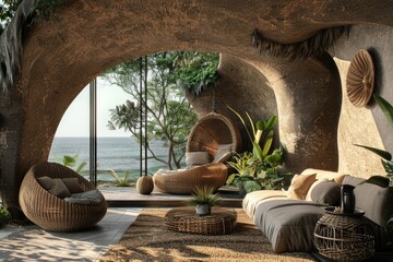 Living room design: a creative and innovative model blending modern aesthetics with functionality, redefining the heart of the home with stylish and practical elements