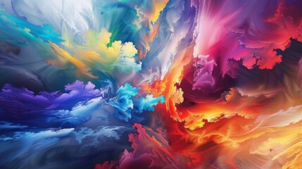 Fototapeta premium Vibrant Swirling Patterns Abstract Landscape with Explosive Colors