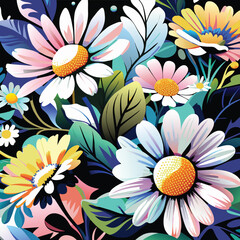 A Colorful Arrangement of Daisies with Lush Green Foliage