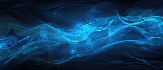 Obraz premium abstract blue on black background texture dynamic curves ands blurs pattern detailed fractal graphics science and technology concept design art work banner presentation template invitation