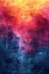 Fototapeta premium Vibrant abstract watercolor background with a blend of warm and cool colors, creating a dynamic and captivating visual effect.