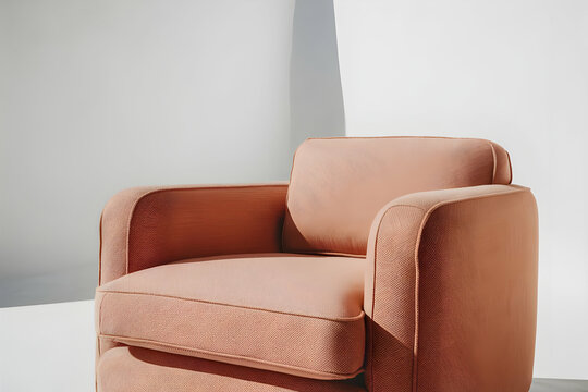 Coral pink sofa in a room
