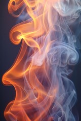 Vibrant swirls of orange and white smoke against a dark background, creating a mesmerizing abstract effect full of movement and contrast.