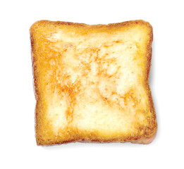 One piece of fresh toast bread isolated on white, top view