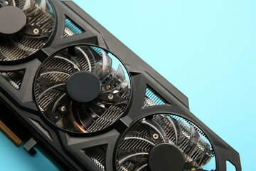 One graphics card on light blue background