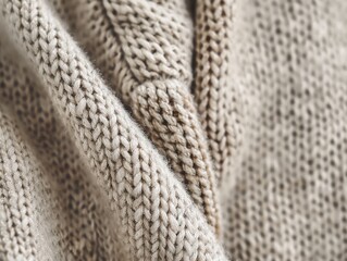 Obraz premium Chunky, blue-toned knit sweater with a contrasting white patterned design. Warm, winter-inspired apparel