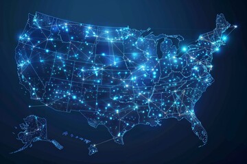 Obraz premium Digital map of america network connectivity created with generative ai