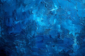 Energetic blue painting with thick brush marks. Abstract artistic technique