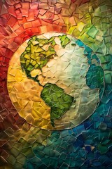 planet earth, low poly, alcohol ink  