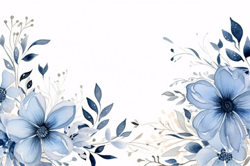 Watercolor vibrant bouquet of blue flowers on a clean white background