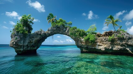 Fototapeta premium Bridge formed by nature in a Caribbean island