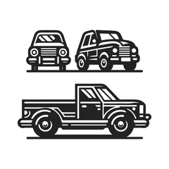 Jeep and cars silhouette. Cars vector illustration