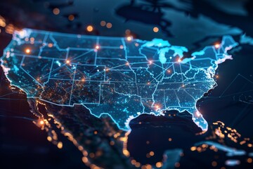Digital map of america network connectivity created with generative ai
