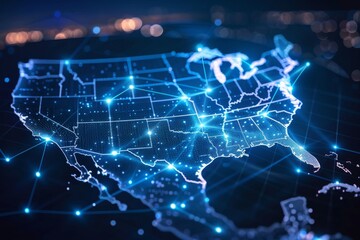 Digital map of america network connectivity created with generative ai
