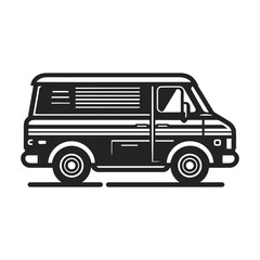 Cargo minibus. Contour delivery van vector. Vector Cargo Minivan. Cargo van for coloring book.Black silhouette