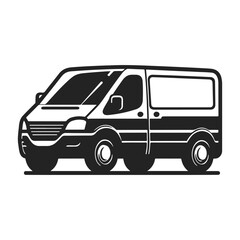 Minivan design. Black and White Silhouette. Van Vector Service